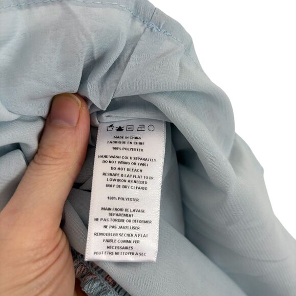 Cistar 90112 Blue Pink Floral Print Square Neck Smocked Top Women's Large - Picture 8 of 9